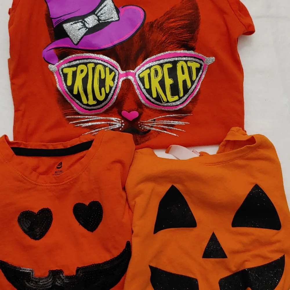 Halloween Top Girls Size 7-8 3 pack Bundle